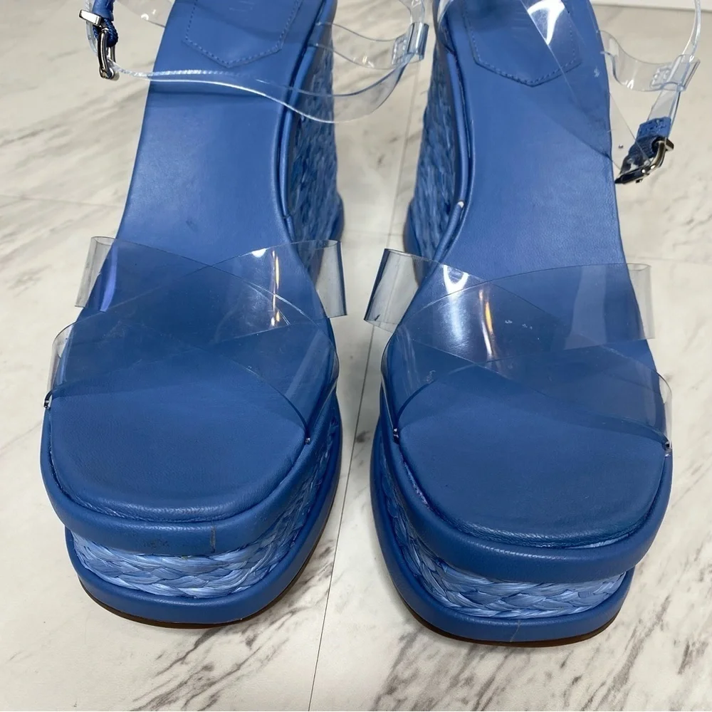 Schutz Caryne Blue Wedge Heel Sandal 10 1/2 B